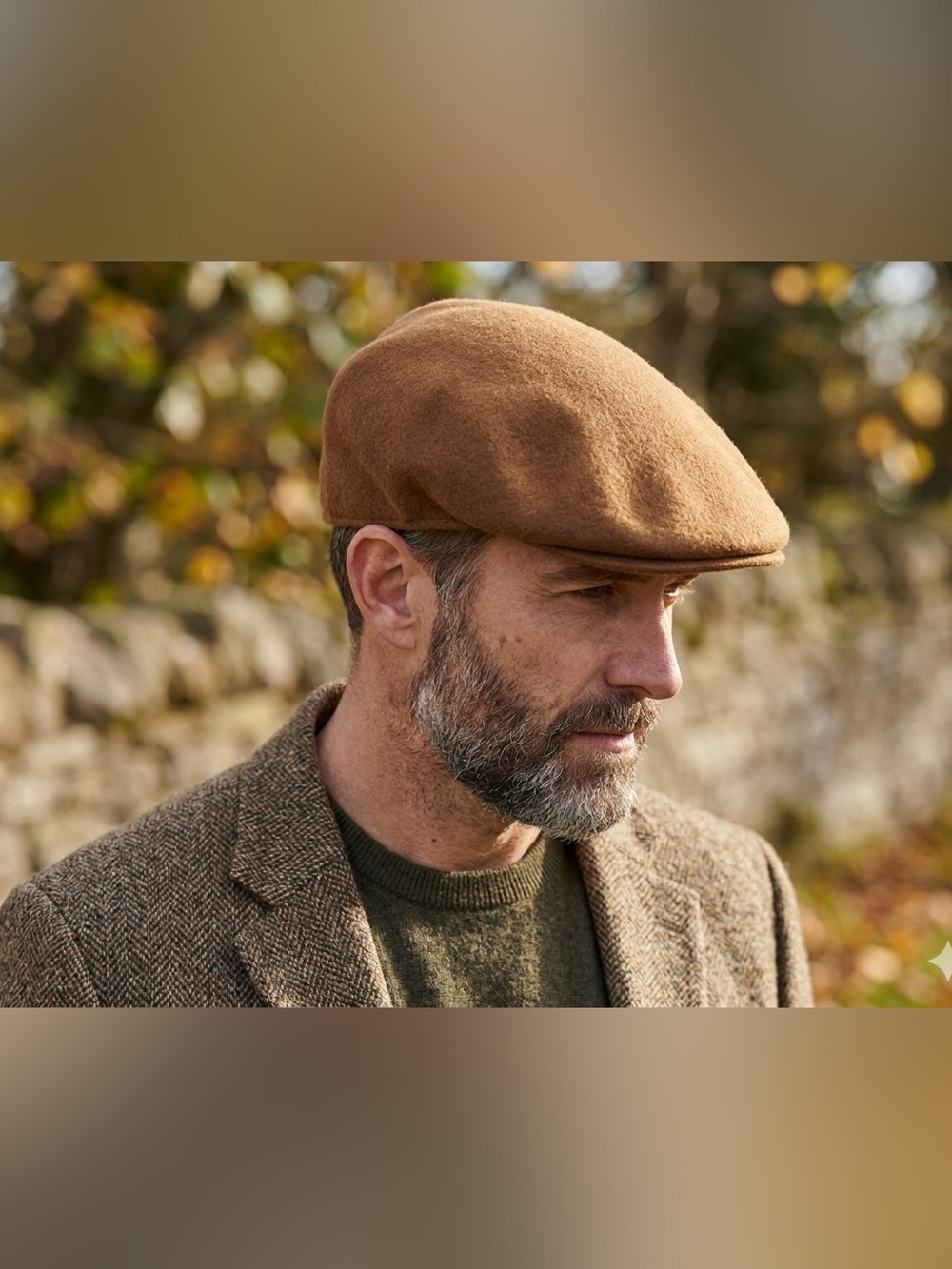 Country Gentlemen London 100% Wool Tan Flat Front Hat